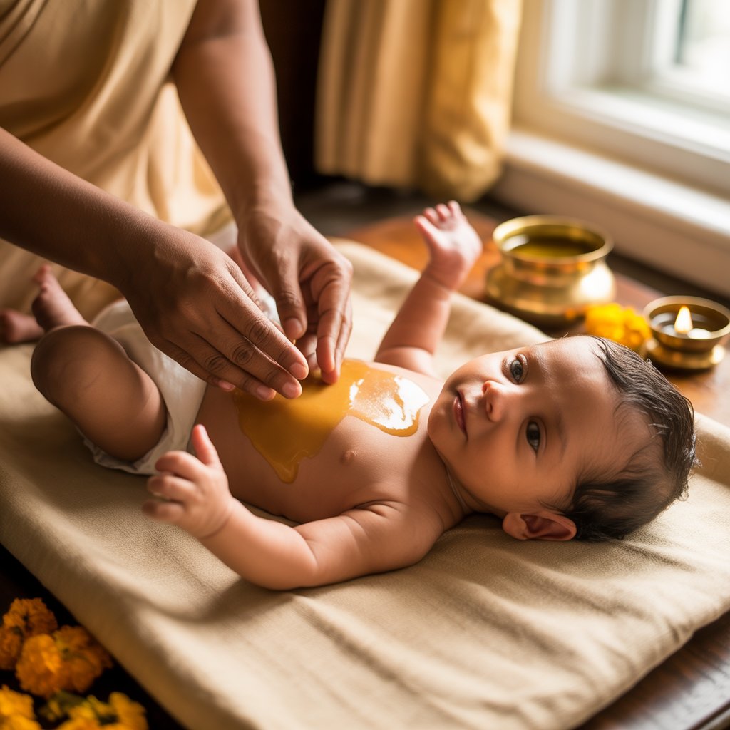 Newborn Baby Oil Massage